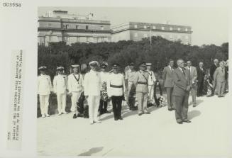 Sailors of "HMS BROADSWORD" (1976) being inspected at the Floriana parade grounds by HE the President of Malta Dr. Tabone