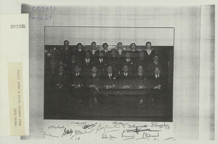 Rear Admiral Cecil and staff in 1979
