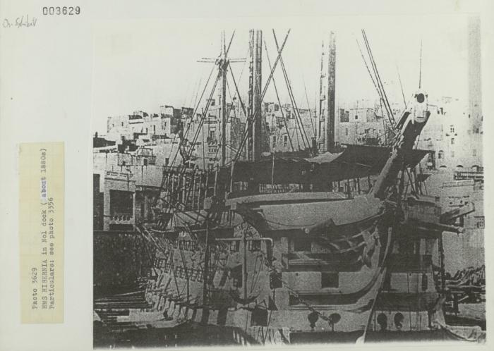 "HMS HIBERNIA" in No. 1 dock (circa. 1880s)