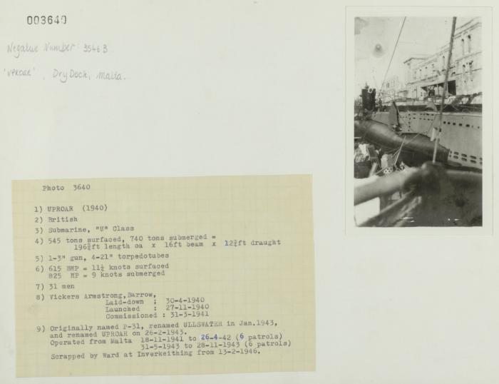 British submarine, "U" class, "UPROAR" (1940)