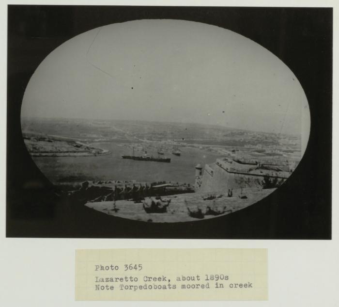 Lazaretto Creek, circa. 1890s, with Torpedoboats moored in creek