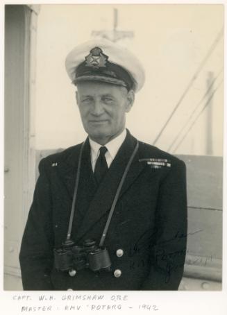 Captain W.H. Grimshaw O.B.E. Master of "RMV POTARO" in 1942