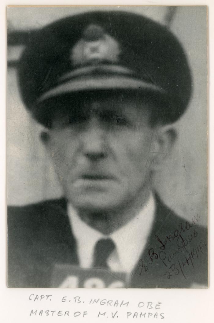 Captain E.B. Ingram O.B.E. Master of "M.V. PAMPAS"