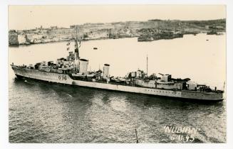 "HMS NUBIAN" (G36) exiting the Grand Harbour, Malta