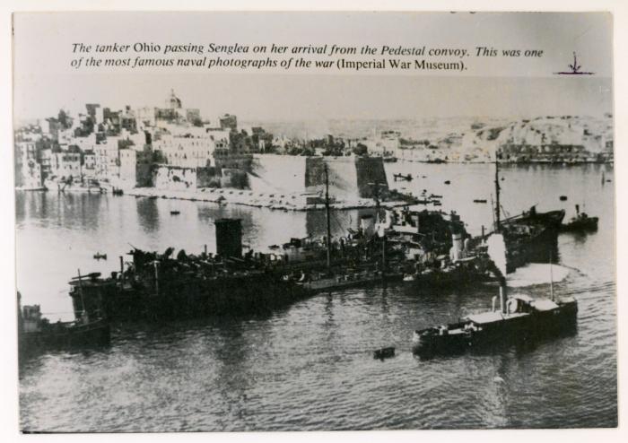 The Tanker "OHIO" passing Senglea on her arrival from the Pedestal convoy