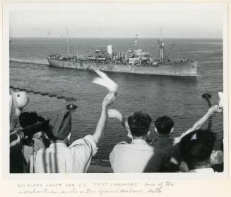 Cargoship "PORT CHALMERS" (1933) entering the Grand Harbour, Malta with cheers