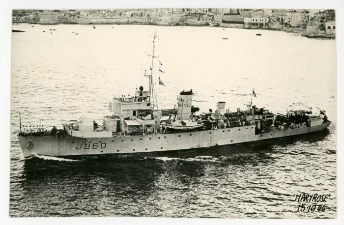 British Minesweeper of the ALGERINE class "MARY ROSE" (J360) (1943) in the Grand Harbour, Malta