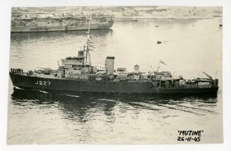 British Minesweeper of the ALGERINE class "MUTINE" (J227) (1942) in the Grand Harbour, Malta