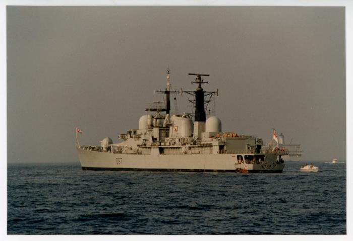 "HMS CORUNNA" at St. Paul's Bay, Malta (D97)