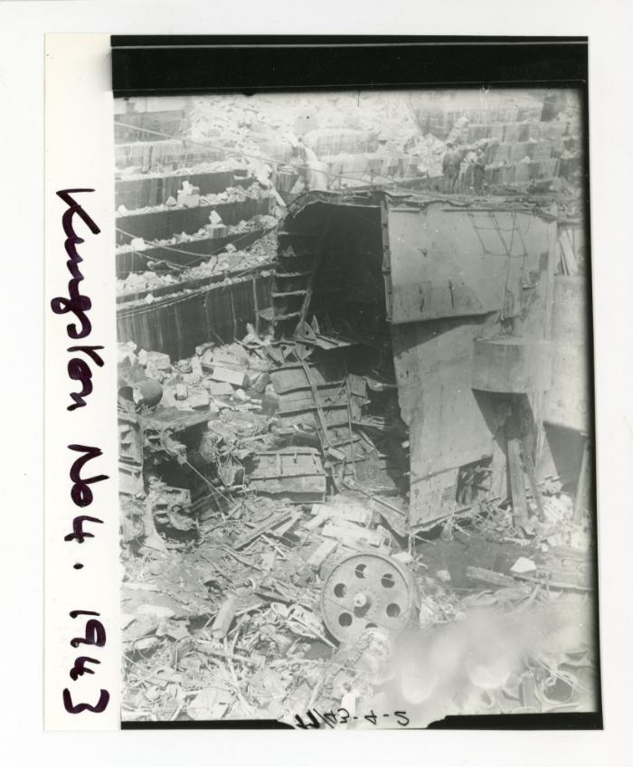 Wreckage in No. 4 Dock from the collapse of "HMS KINGSTON"