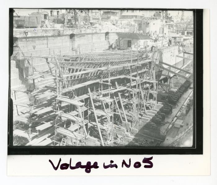 "HMS VOLAGE" (R41) in No. 5 Dock