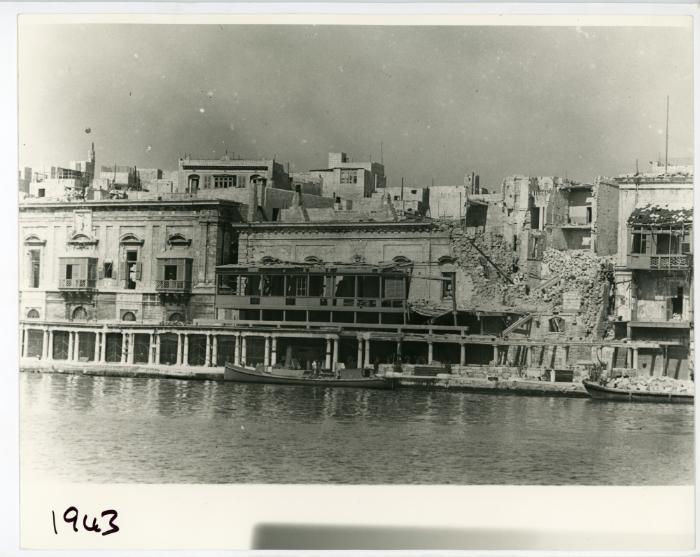 Demolished buildings along Xatt il-Forn, Birgu after WWII