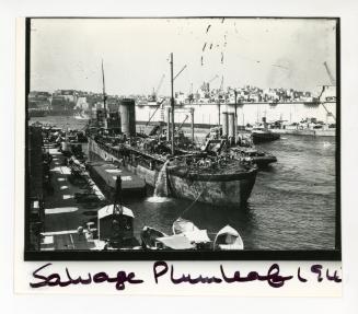 Emptying of sewage on R.F.A. (Royal Fleet Auxiliary) "PLUMLEAF" Tanker