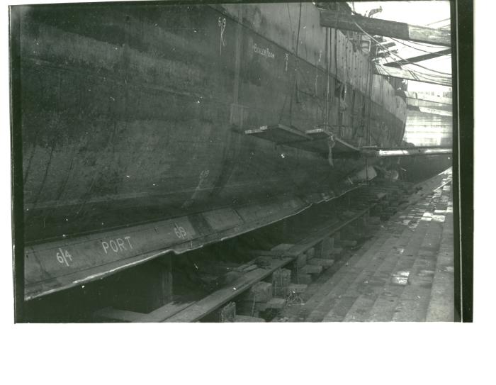 Details of ship in a dry dock