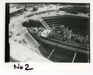 Overhead view of ship in No. 2 Dock