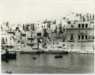 WWII damage sustained to Xatt il-Forn, Birgu, Malta in 1945