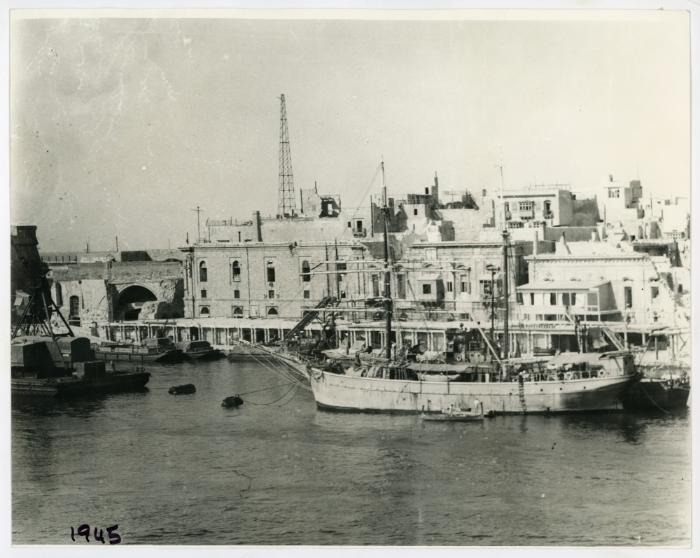 WWII damage sustained to Xatt il-Forn, Birgu, Malta in 1945