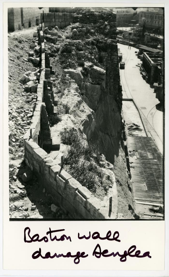 WWII damage to bastion wall in Senglea, Malta