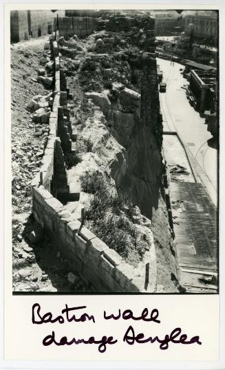 WWII damage to bastion wall in Senglea, Malta
