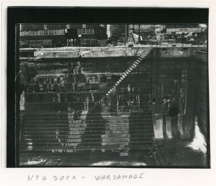 WWII damage sustained in No. 4 Dock