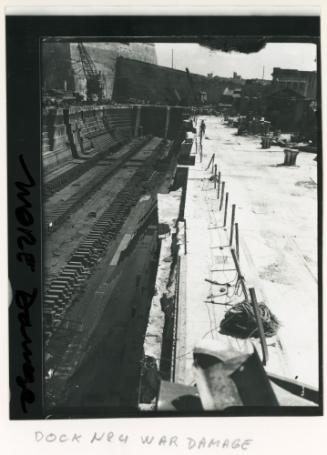 WWII damage sustained in No. 4 Dock