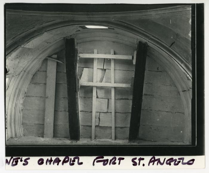 WWII damage sustained to St. Anne's chapel in Fort St Angelo