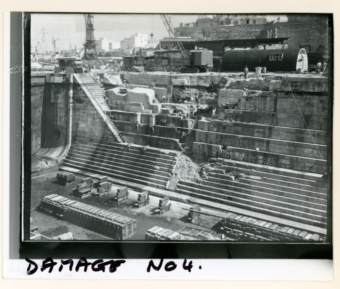 WWII damage sustained in No. 4 Dock