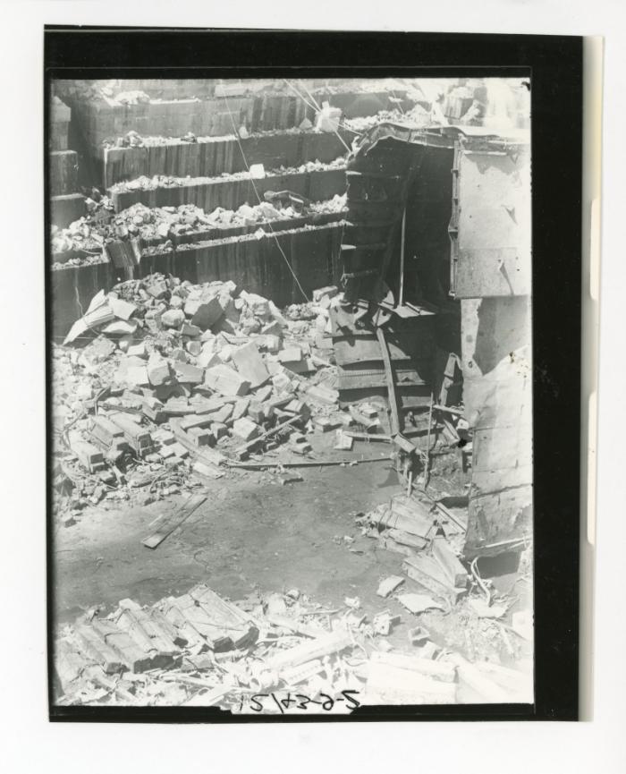 Wreckage in No. 4 Dock from the collapse of "HMS KINGSTON"