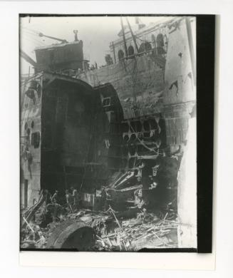 Wreckage in No. 4 Dock from the collapse of "HMS KINGSTON"