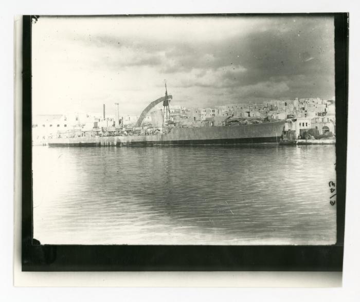 "HMS LANCE" (G87) being prepared for towing in the UK