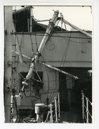 Damage sustained to British tugboat, BRIGAND class, "MARAUDER" (1938)