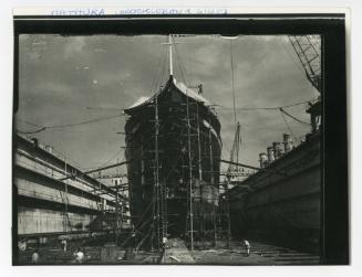 British cargoship, Cunard-Brocklebank Line Liverpool, "MATHURA" (1960) undergoing repairs in Malta