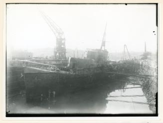 British Destroyer, "L" class, "LANCE" (1940) badly hit while in No. 2 Dock