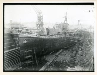 British Destroyer, "L" class, "LANCE" (1940) badly hit while in No. 2 Dock