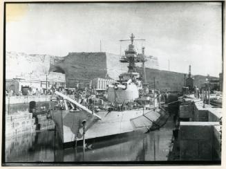British monitor, ROBERTS class, "ABERCROMBIE" (1942) in No. 4 Dock