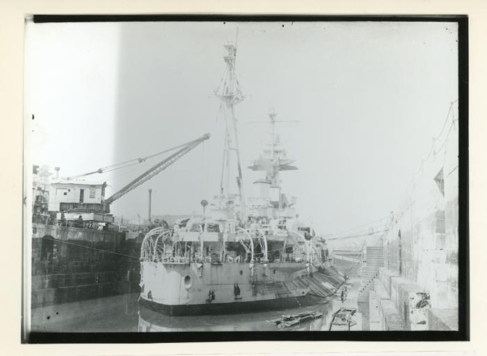 British monitor, ROBERTS class, "ABERCROMBIE" (1942) in No. 2 Dock