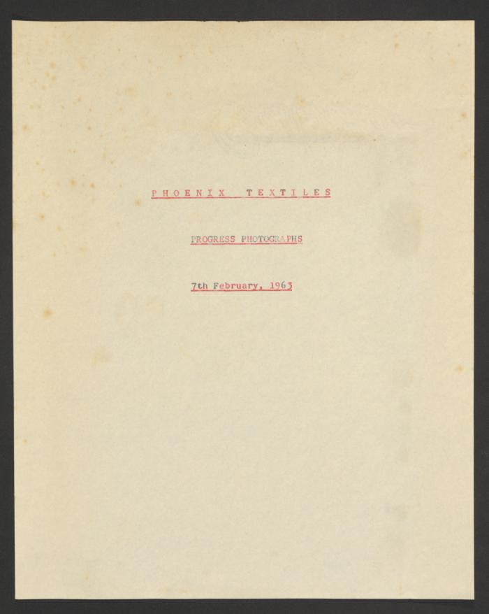 Phoenix Textile factory photographs of progress