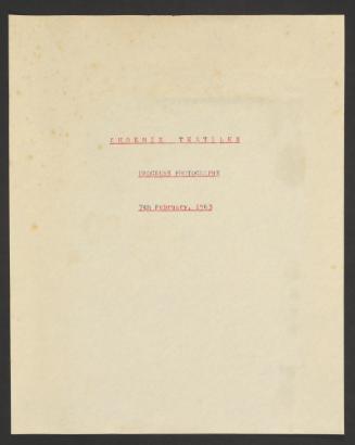 Phoenix Textile factory photographs of progress