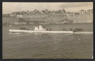 Turkish submarine TCG Gür (1936), formerly C/Nº 21 Submarino E1 of the Spanish Navy (1930), at Grand Harbour, Malta