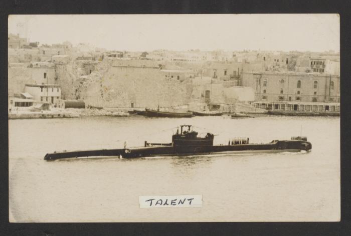 British T-class submarine HMS Talent (P337) at French Creek, Grand Harbour, Malta