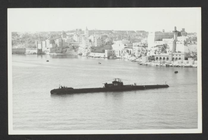 British T-class submarine HMS Trenchant? (P331 / S31) at Grand Harbour, Malta