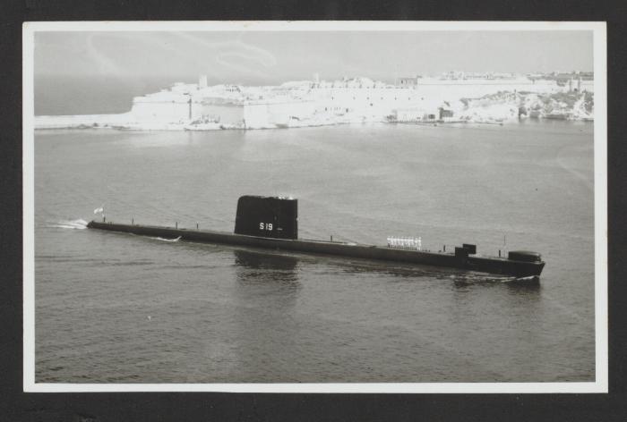 British Oberon-class submarine HMS Opossum (S19) at Grand Harbour, Malta