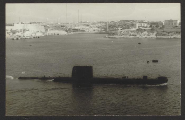British Oberon-class submarine HMS Osiris (S13) at Grand Harbour, Malta