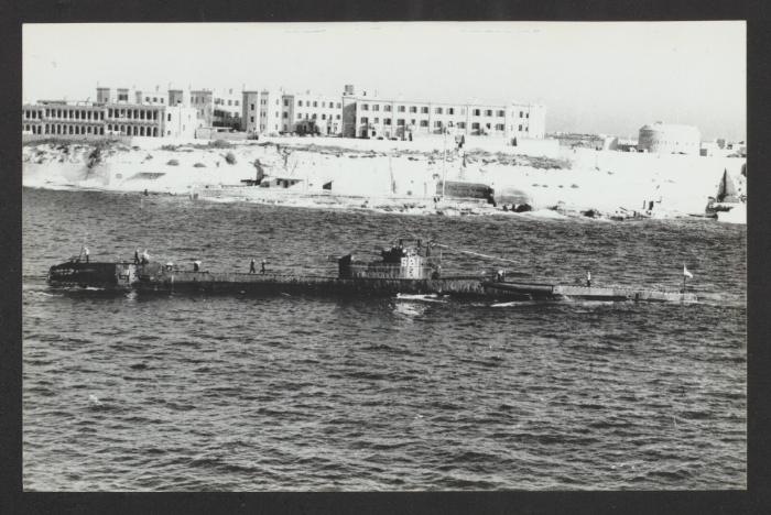 British T-class submarine HMS Telemachus (P321 / S21) at Marsamxett Harbour, Malta