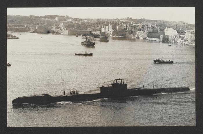British T-class submarine HMS Token (P328) at Grand Harbour, Malta