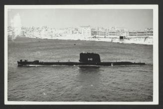 British T-class submarine HMS Tabard (P342 / S42) at Marsamxett Harbour, Malta