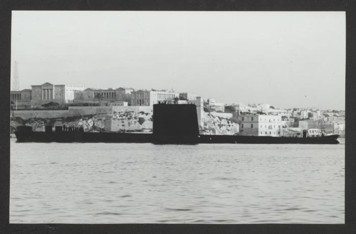 British Porpoise-class submarine HMS Sealion (S07) at Grand Harbour, Malta