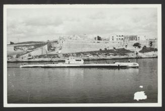 British T-class submarine HMS Tabard (P342) at Lazzaretto, Marsamxett Harbour, Malta