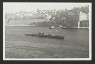 British T-class submarine HMS Teredo (P338) at Grand Harbour, Malta