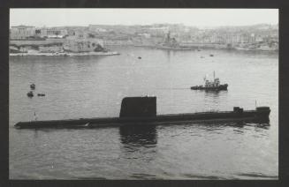 British Porpoise-class submarine HMS Porpoise (S01) at Grand Harbour, Malta
